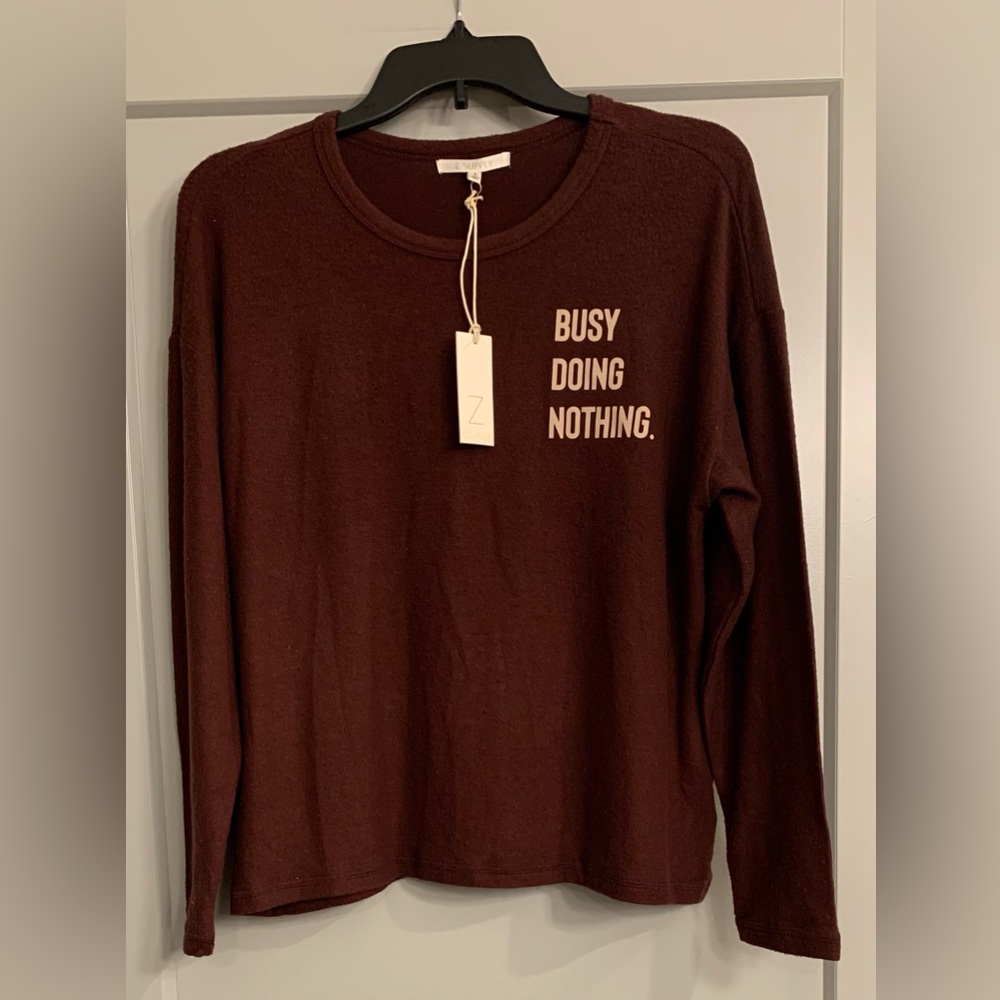 Z Supply Eden Busy Doing Nothing Top Fig/Burgundy Size Small NWT Cozy Lounge Top - Picture 4 of 16